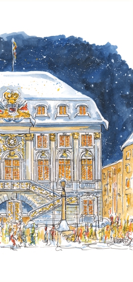 Grußkarte "Bonner Rathaus im Schnee"
