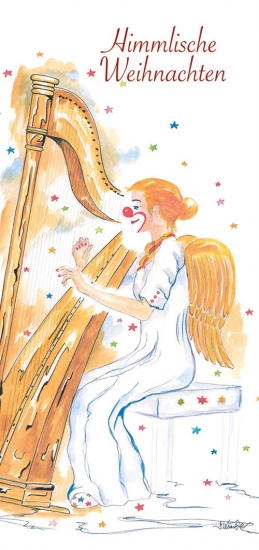 Greeting card "angel playing a harp"