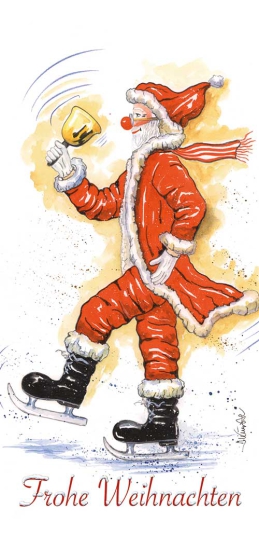 Weihnachtskarte "Weihnachtsmann mit Glocke"