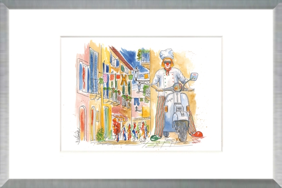 20x30 cm art print mounted and framed in a silver frame