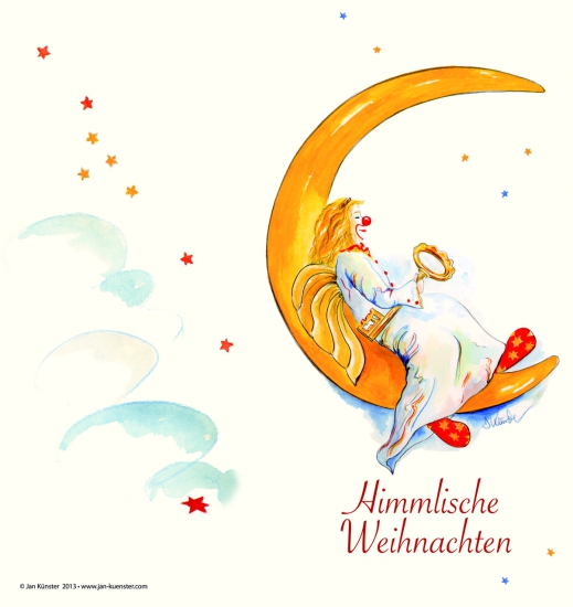Greeting card Angel, Moon, "Himmlische Weihnachten"