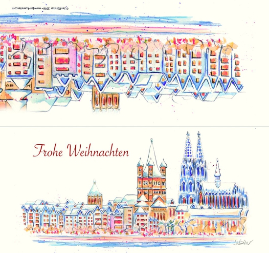 Greeting card "Cologne in snow"