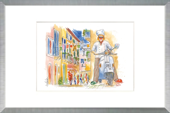 20x30 cm art print mounted and framed in a silver frame