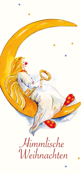 Greeting card Angel, Moon, "Himmlische Weihnachten"