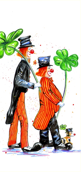Greeting card with clowns  "Jeder Jeck ist anders"