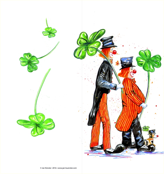 Greeting card with clowns  "Jeder Jeck ist anders"